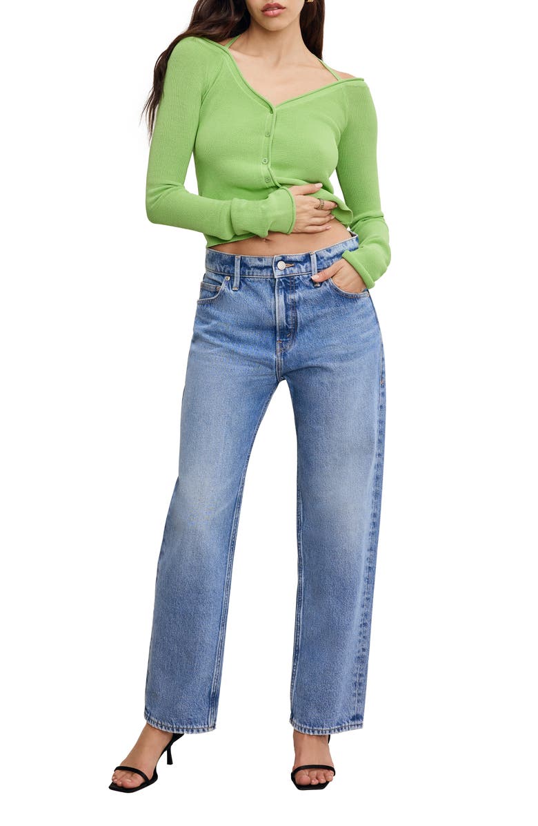 Good American Good Standard Mid Rise Straight Leg Jeans, Alternate, color, Indigo885