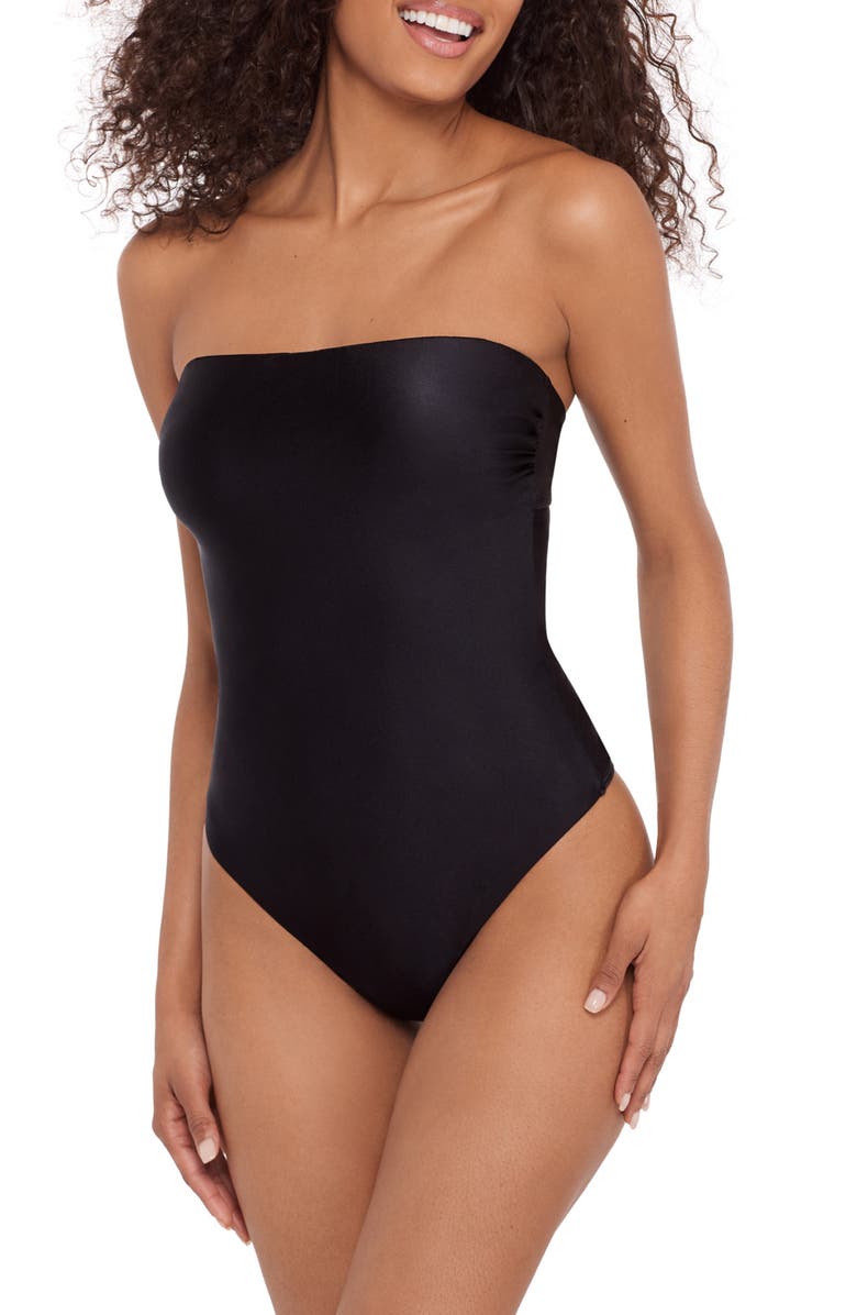 Steve Madden Open Back One-Piece Swimsuit, Main, color, Raven Black