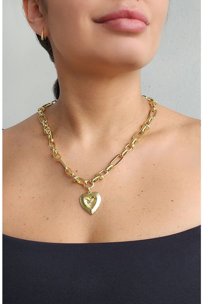 Chunky Heart Pendant Necklace, Alternate, color, GOLD