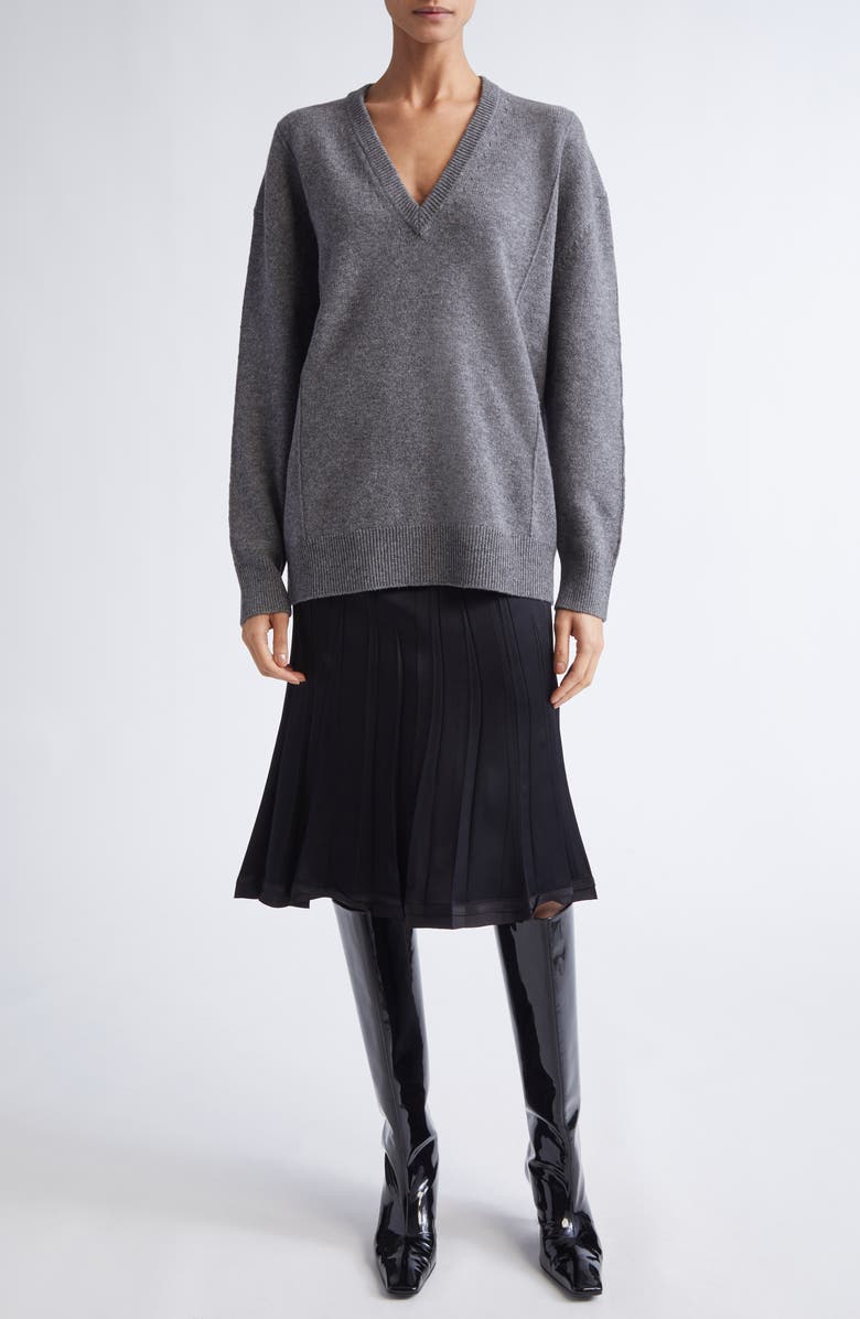 Jil Sander Wool & Cashmere V-Neck Sweater, Alternate, color, Basalt