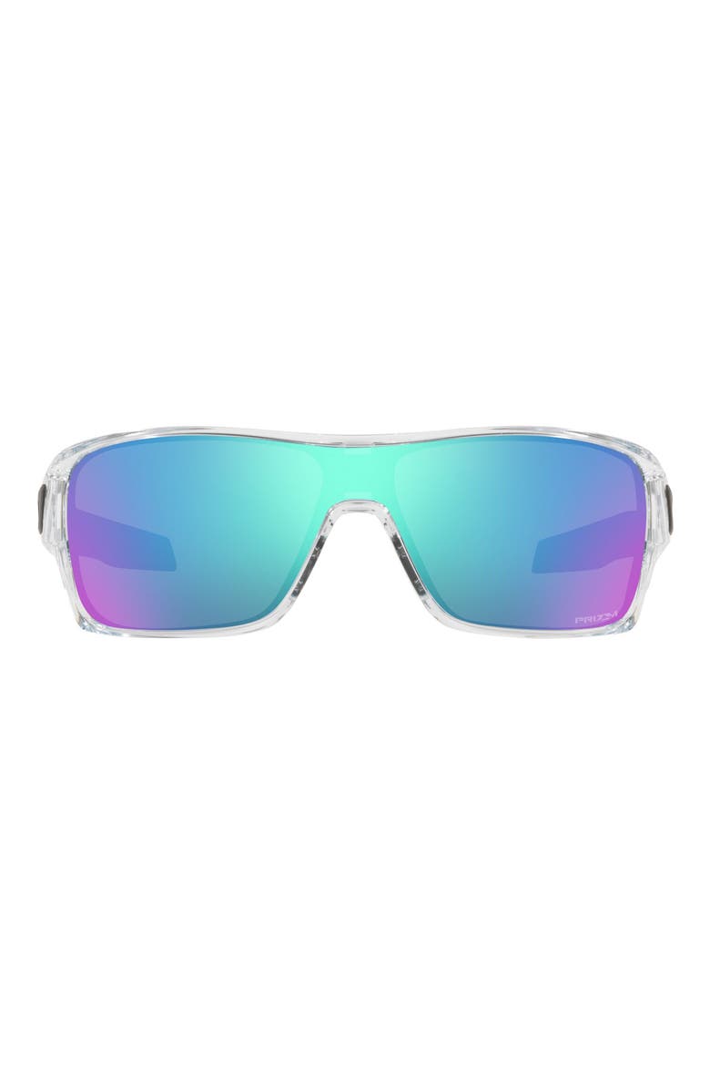 32mm Rectangular Sunglasses, Main, color, POLISHED CLEAR/ PRIZM SAPPHIRE