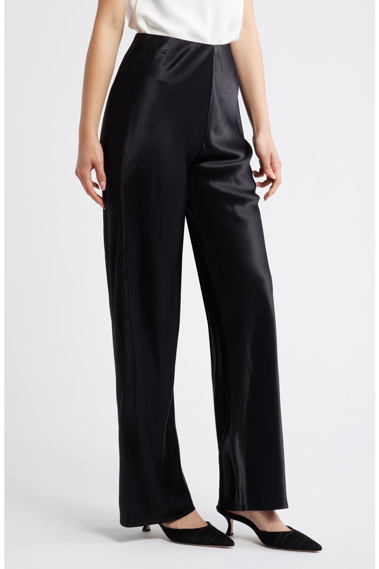 Silvi Satin Pants, Alternate, color, BLACK