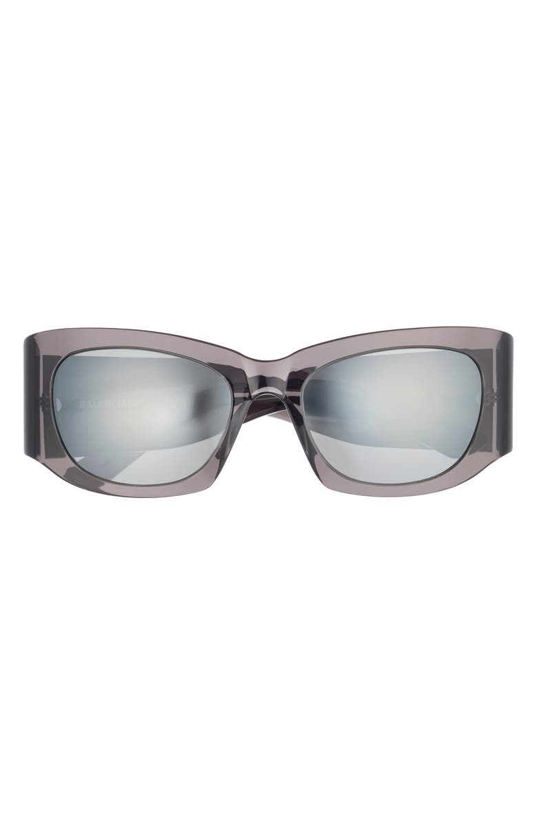 Balenciaga 54mm Rectangular Sunglasses, Main, color, Grey Grey Silver