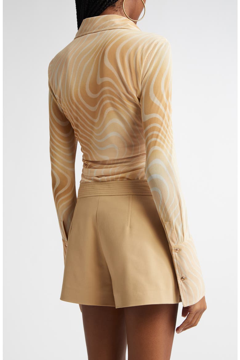 Talisa Flare Sleeve Button-Up Top, Alternate, color, BURLAP SWIRL