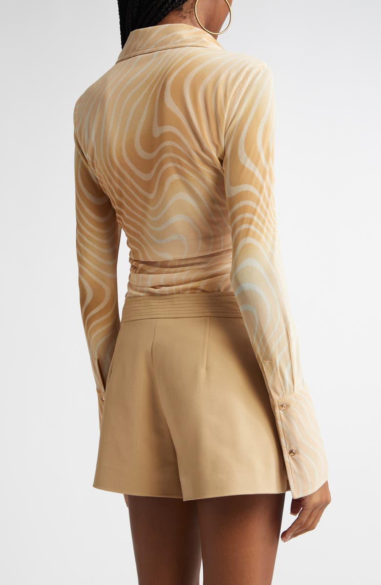 Ramy Brook Talisa Flare Sleeve Button-Up Top, Alternate, color, Burlap Swirl