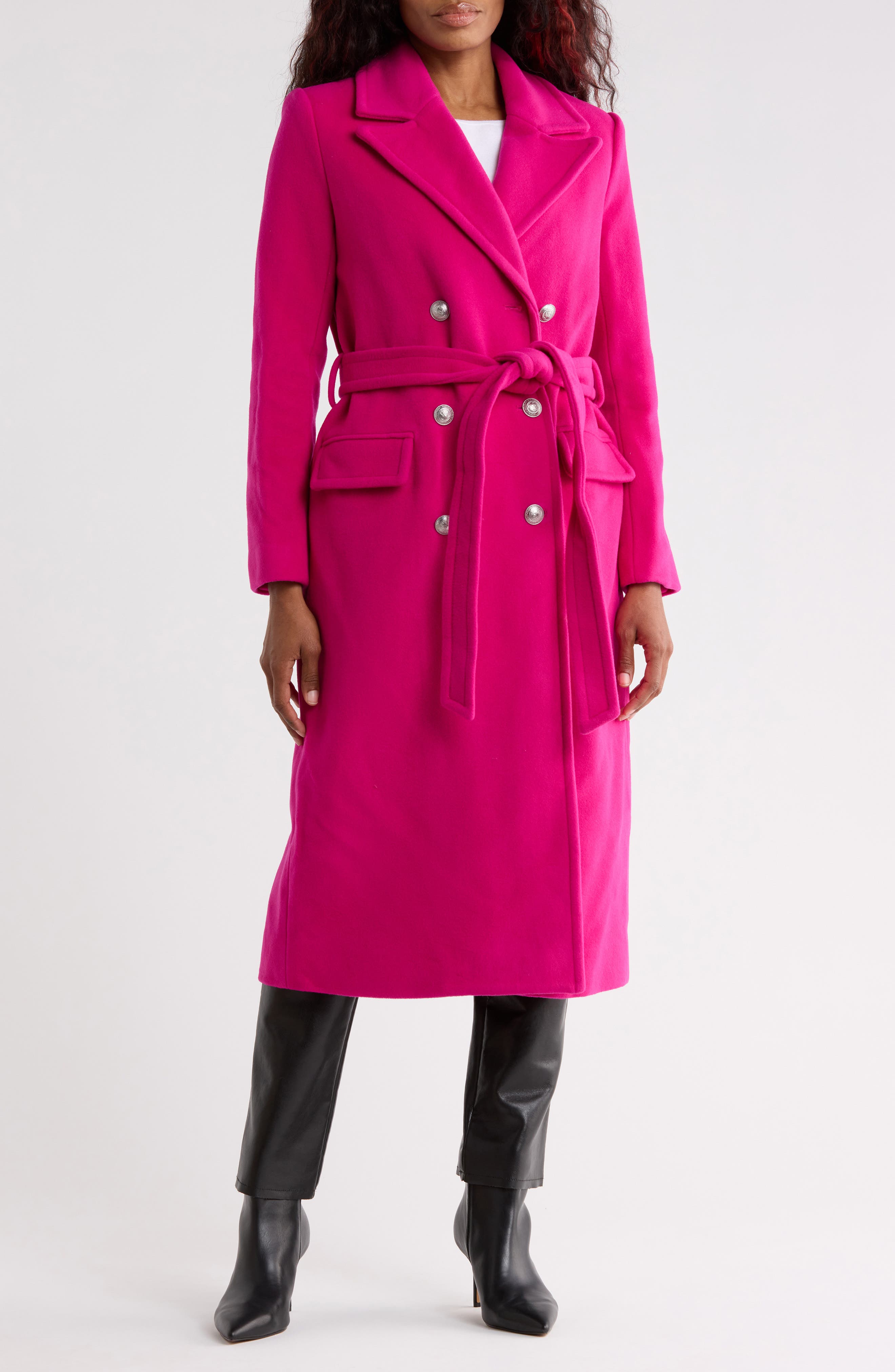 Olina Belted Wool Blend Trench Coat