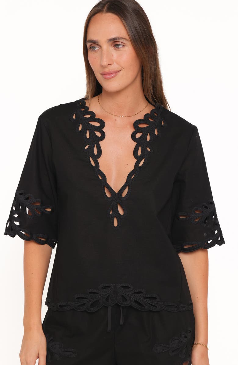 Petal & Pup Birdie Eyelet Top & Shorts Set, Alternate, color, Black