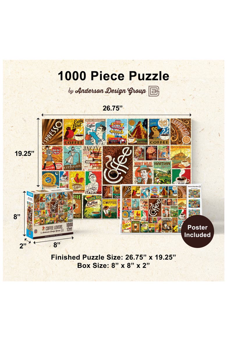 Coffee Lovers 1000 Piece Jigsaw Puzzle, Alternate, color, Multicolor