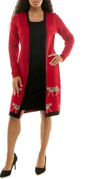 Nina Leonard Long Sleeve Twofer Dress