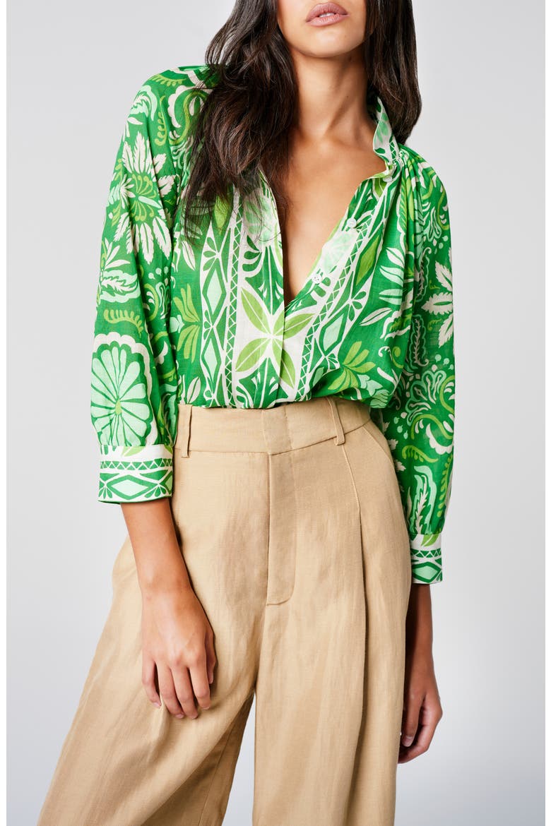 Floral Print Top, Alternate, color, GREEN TILE
