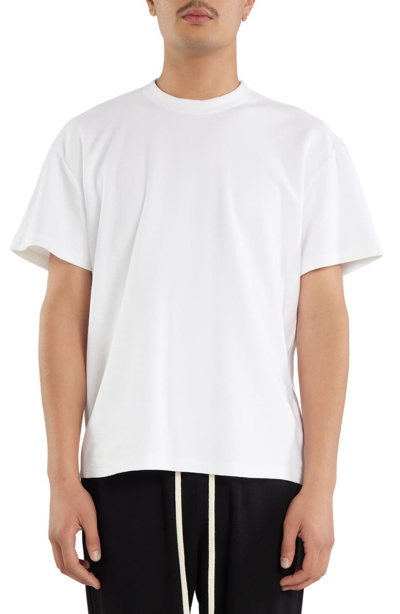Les Tien Pique Binded Neck Tee, Main, color, White