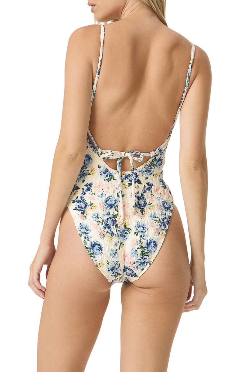 PQ SWIM Marilyn Floral Lace Trim Underwire One-Piece Swimsuit, Alternate, color, Blossom