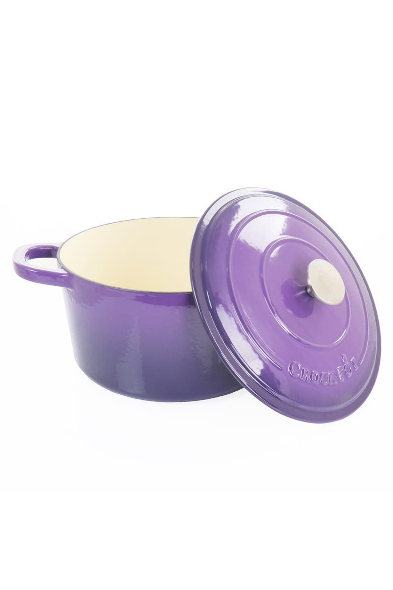 2 Piece 7 Quart Enameled Cast Iron Dutch Oven with Lid, Main, color, Purple