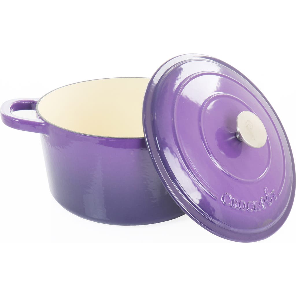 Crock-pot 2 Piece 7 Quart Enameled Cast Iron Dutch Oven With Lid In Purple