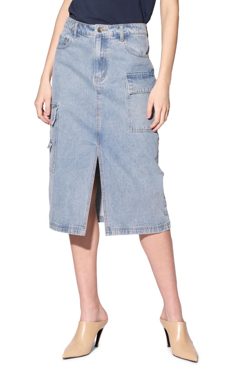 Walter Baker Tally Denim Skirt, Main, color, Light Wash Denim