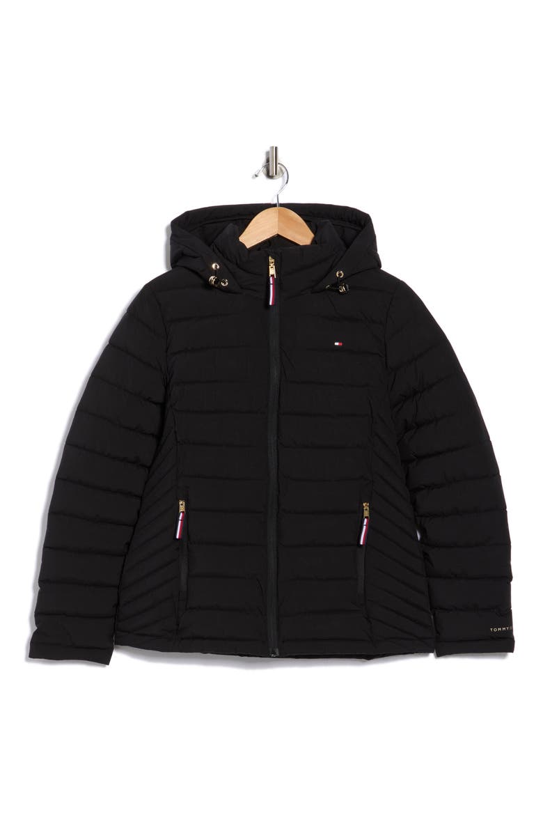 Stretch Water Resistant Quilted Jacket, Alternate, color, BLACK