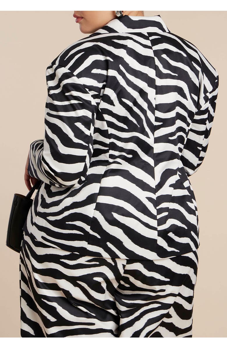 ELOQUII Nipped Waist Zebra Print Blazer, Alternate, color, Zebra Spotted