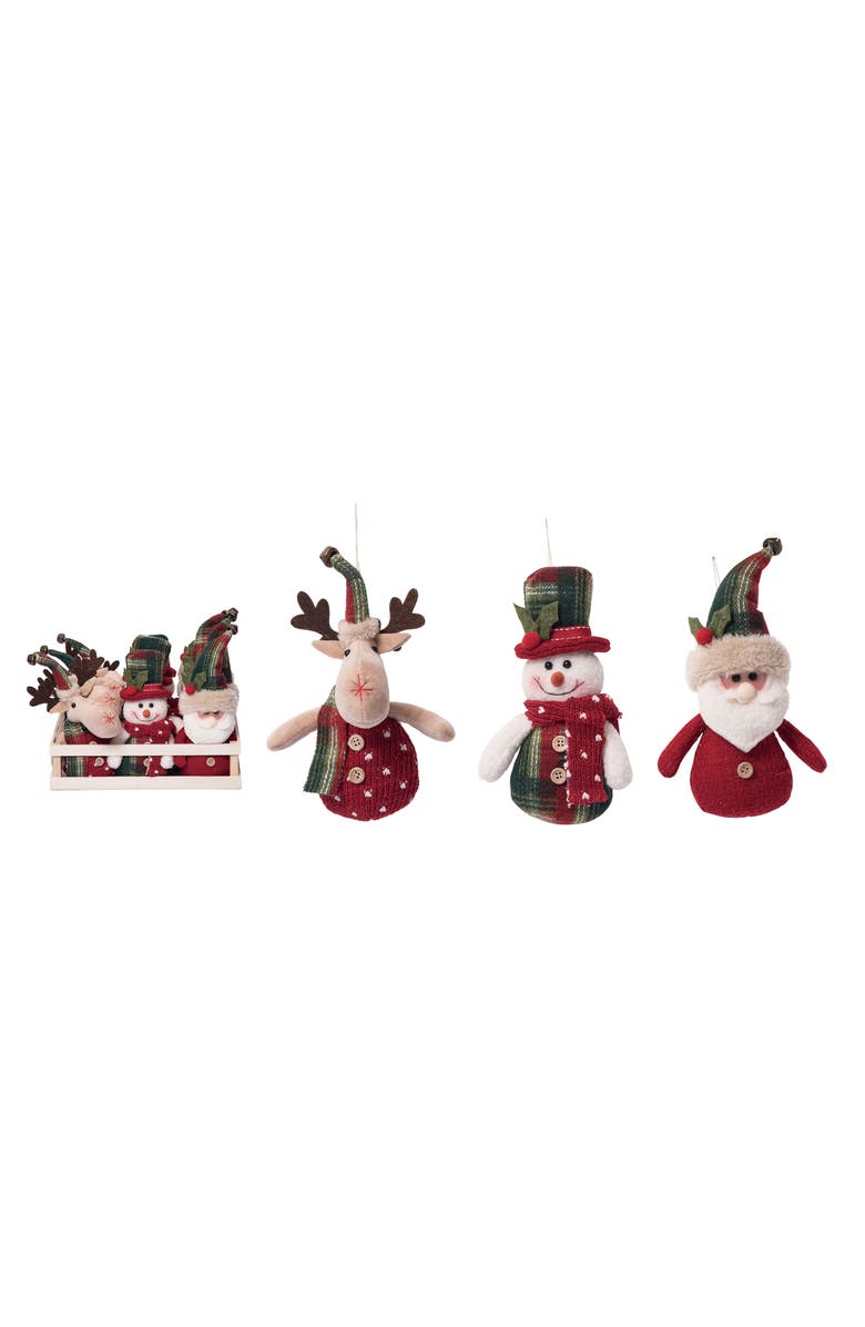 Transpac Plush Plaid Patchwork Holiday Pal Ornament Multicolored Decor, Main, color, Multicolored