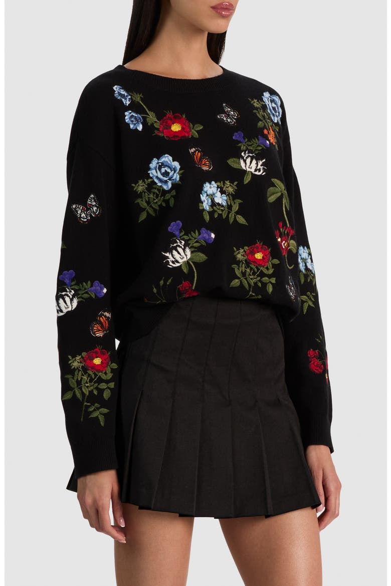 Teanna Embellished Crewneck Sweater, Alternate, color, BLACK MULTI