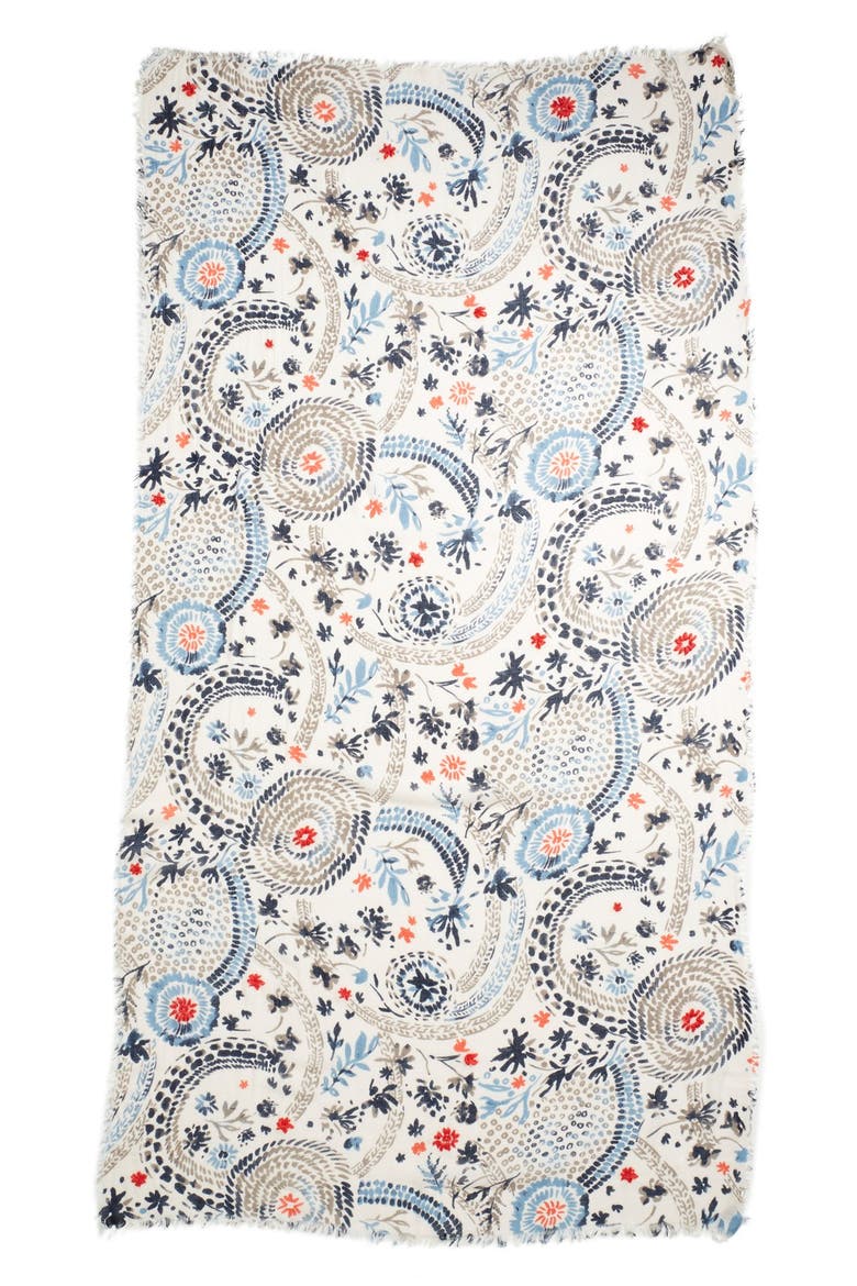 Vintage Print Scarf, Alternate, color, NAVY/ TAN