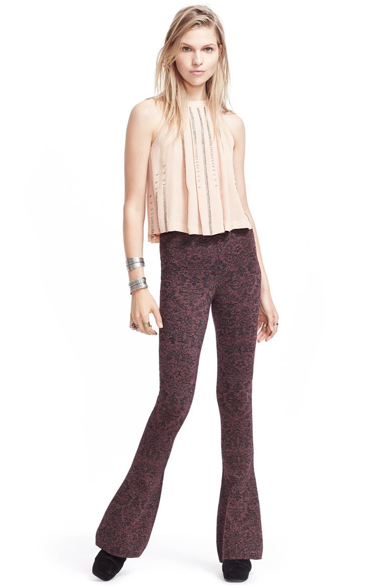 Metallic Sweater Flare Pants, Alternate, color, WINE/ BLACK COMBO