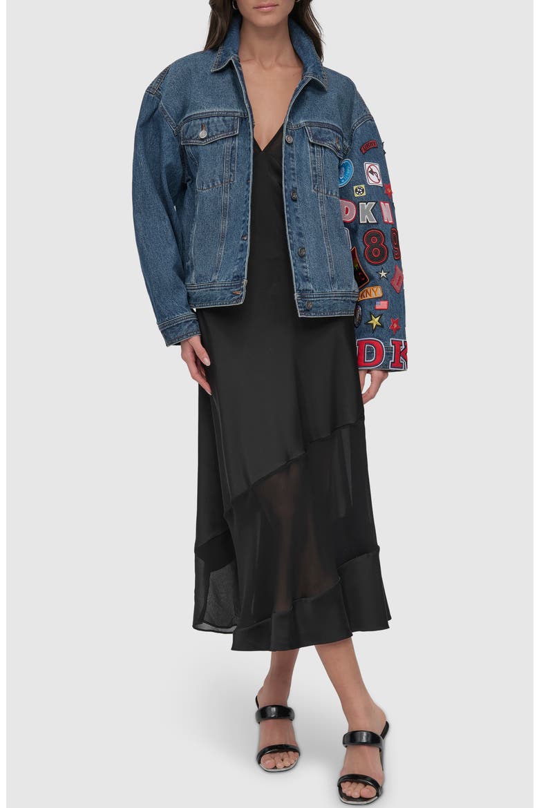 Patch Detail Denim Trucker Jacket, Alternate, color, LUDLOW WASH