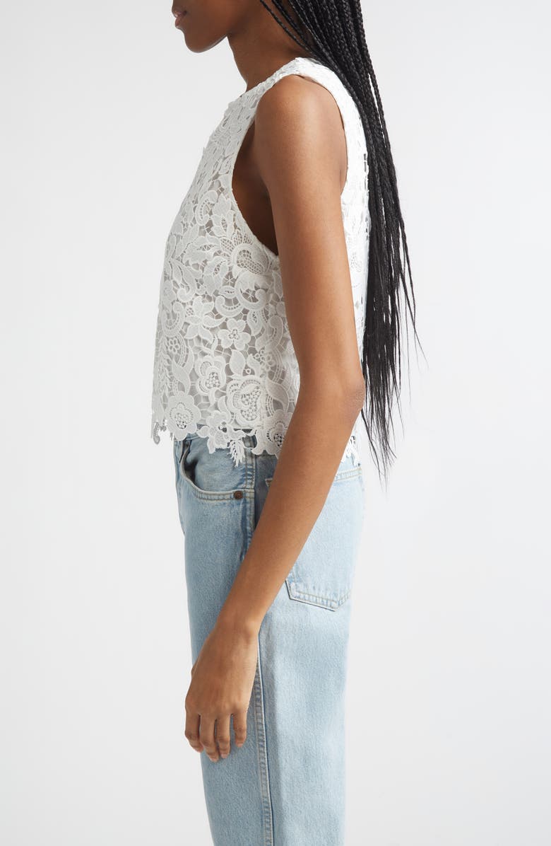 Alice + Olivia Amal Lace Tank, Alternate, color, Off White