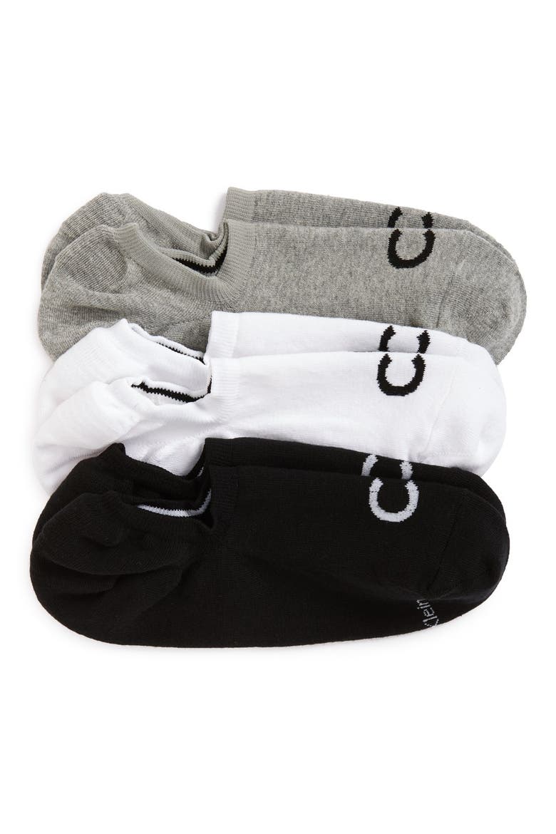 3-Pack No-Show Socks, Main, color, GREY/ WHITE/ BLACK