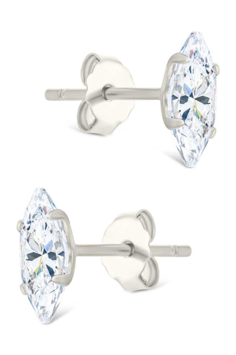 Marquise-Cut Cubic Zirconia Stud Earrings, Alternate, color, SILVER