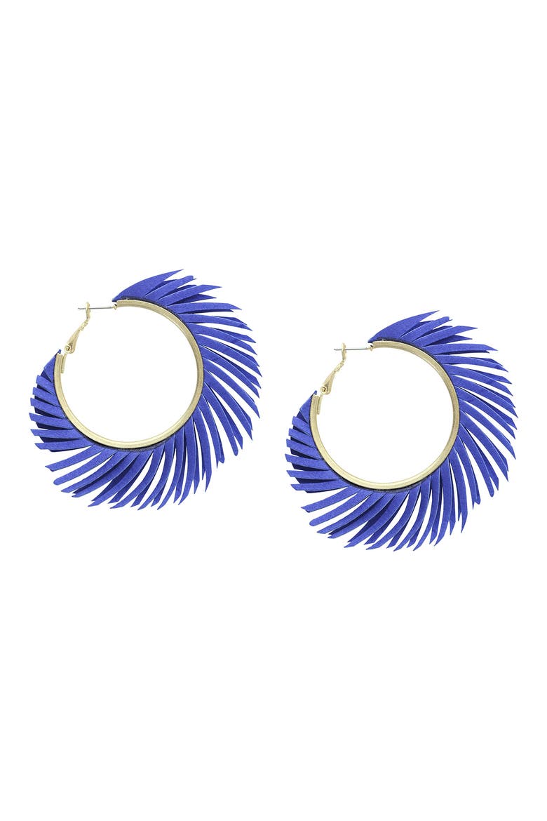 Fringe Hoop Earrings, Main, color, BLUE