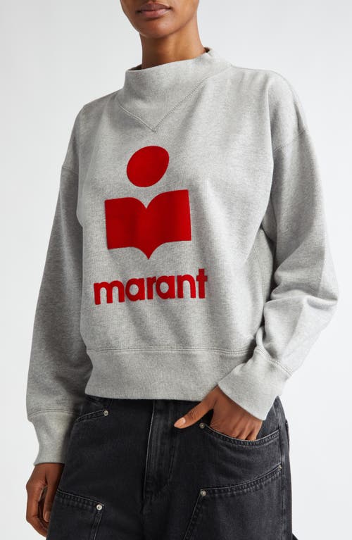 Isabel Marant Étoile Moby Mock Neck Logo Graphic Sweatshirt In Grey/red
