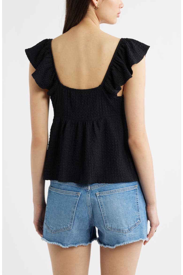 Flutter Sleeve Top, Alternate, color, BLACK