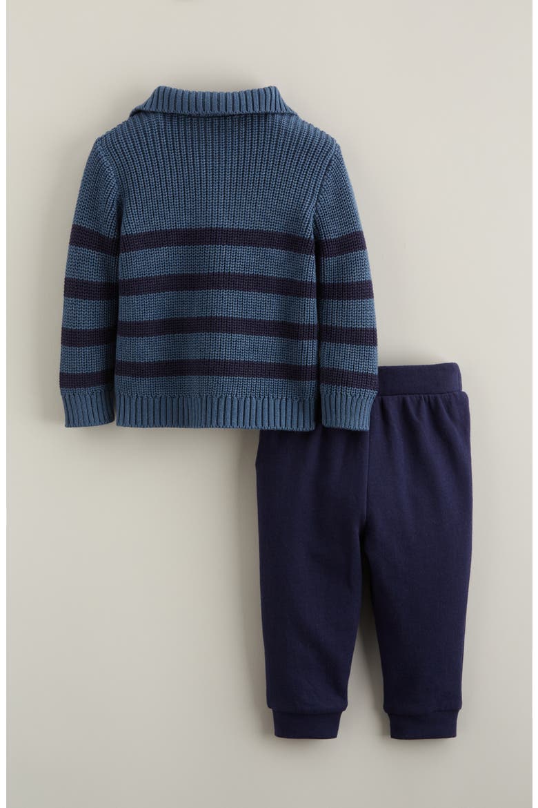 Stripe Quarter Zip Sweater & Joggers Set, Alternate, color, BLUE DEL MAR-NAVY PEACOAT