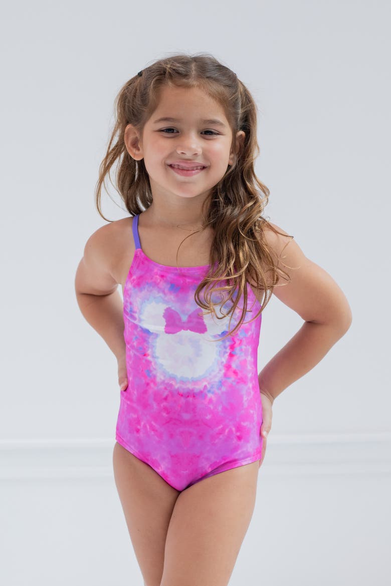 Minnie Mouse Sleeveless One Piece Bathing Suit, Alternate, color, Minnie Tie Dye Purple