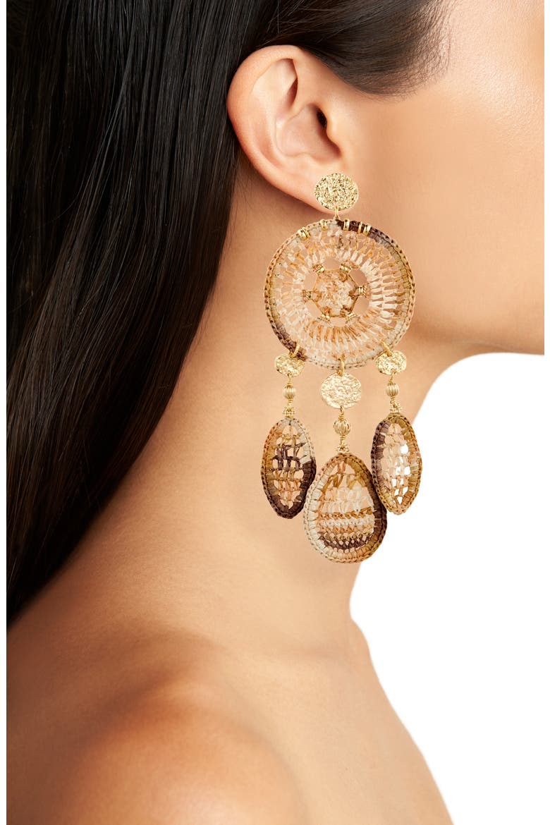 Fanfaria Drop Earrings, Alternate, color, BROWN