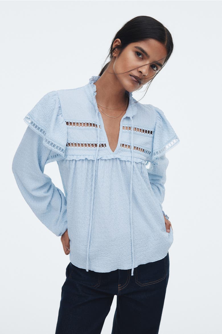 Textured Jersey Blouse, Main, color, Light blue