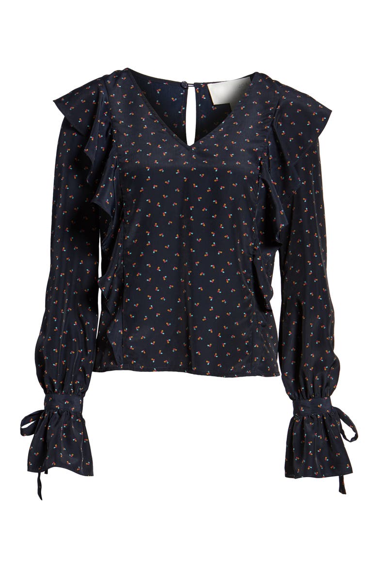 Ruffle Top, Alternate, color, NAVY MULTI