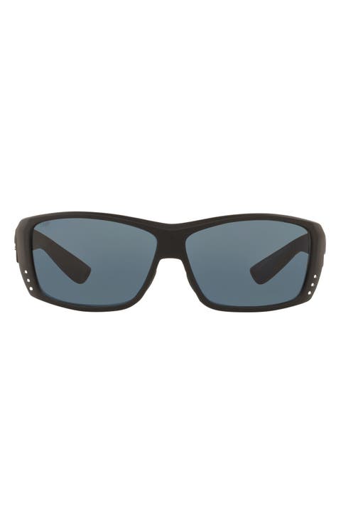 61mm Polarized Rectangle Sunglasses