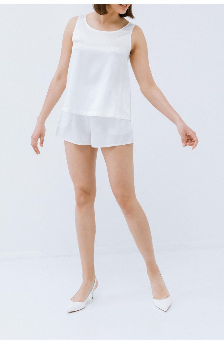 Alas Persephone Silk Shorts, Alternate, color, Milk White
