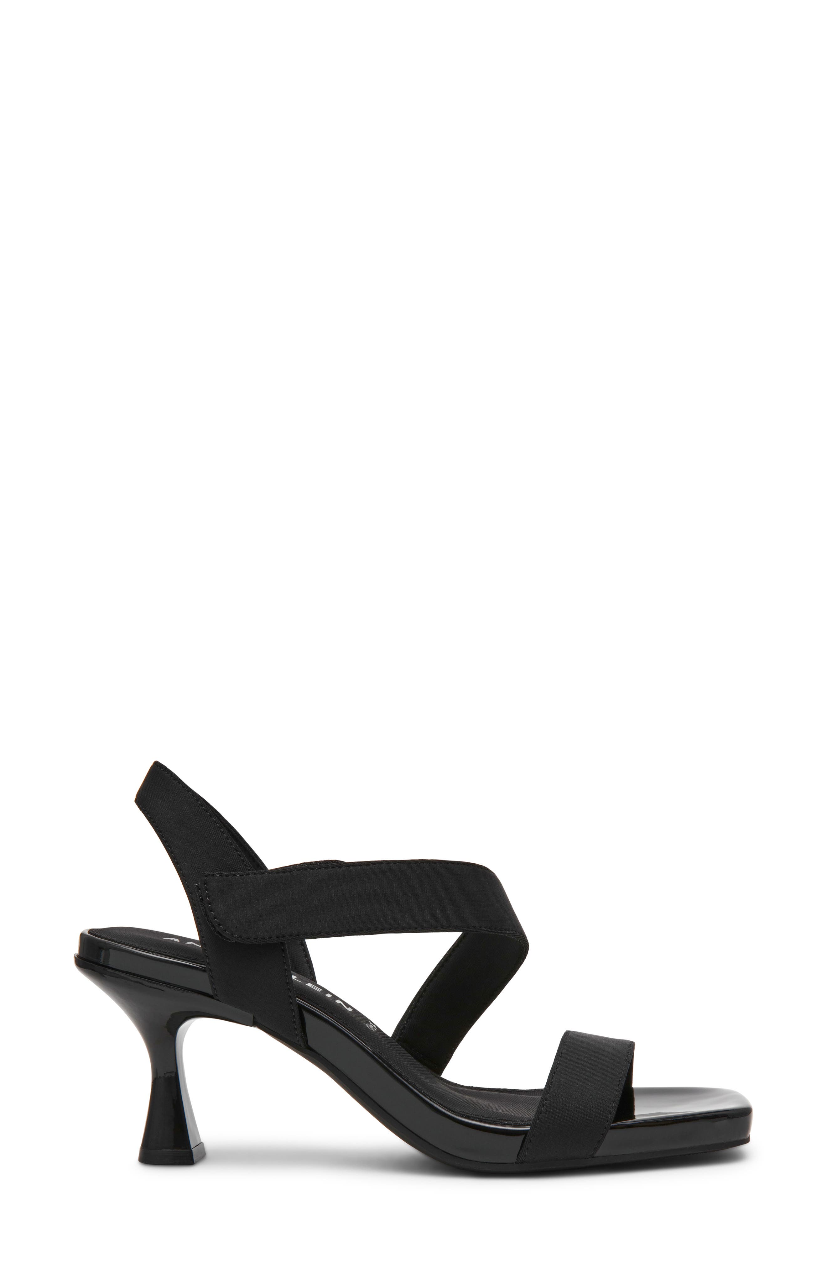 Anne Klein Justin Kitten Heel Sandal, Alternate, color, Black Stretch