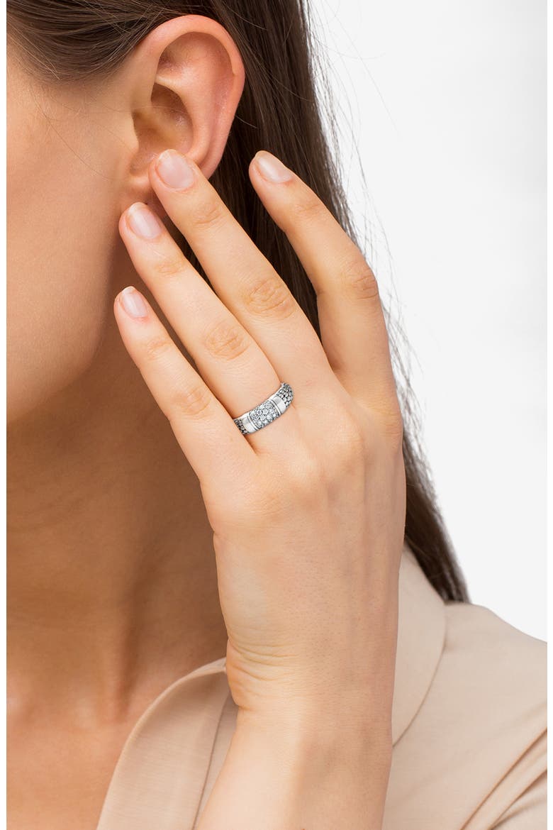 Signature Caviar Pavé Diamond Ring, Alternate, color, SILVER DIAMOND