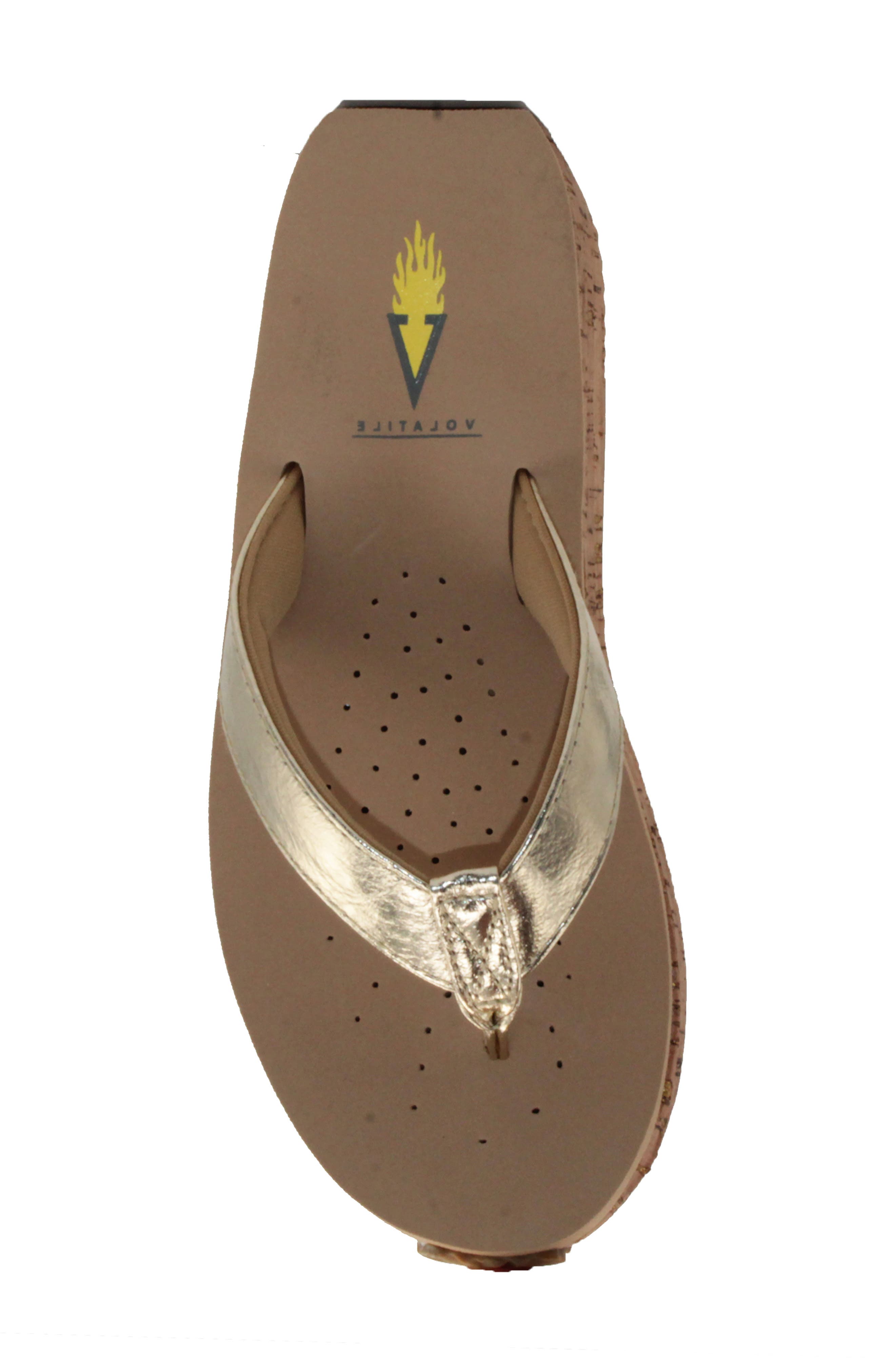 Volatile Neville Platform Flip Flop, Alternate, color, Gold Faux Leather