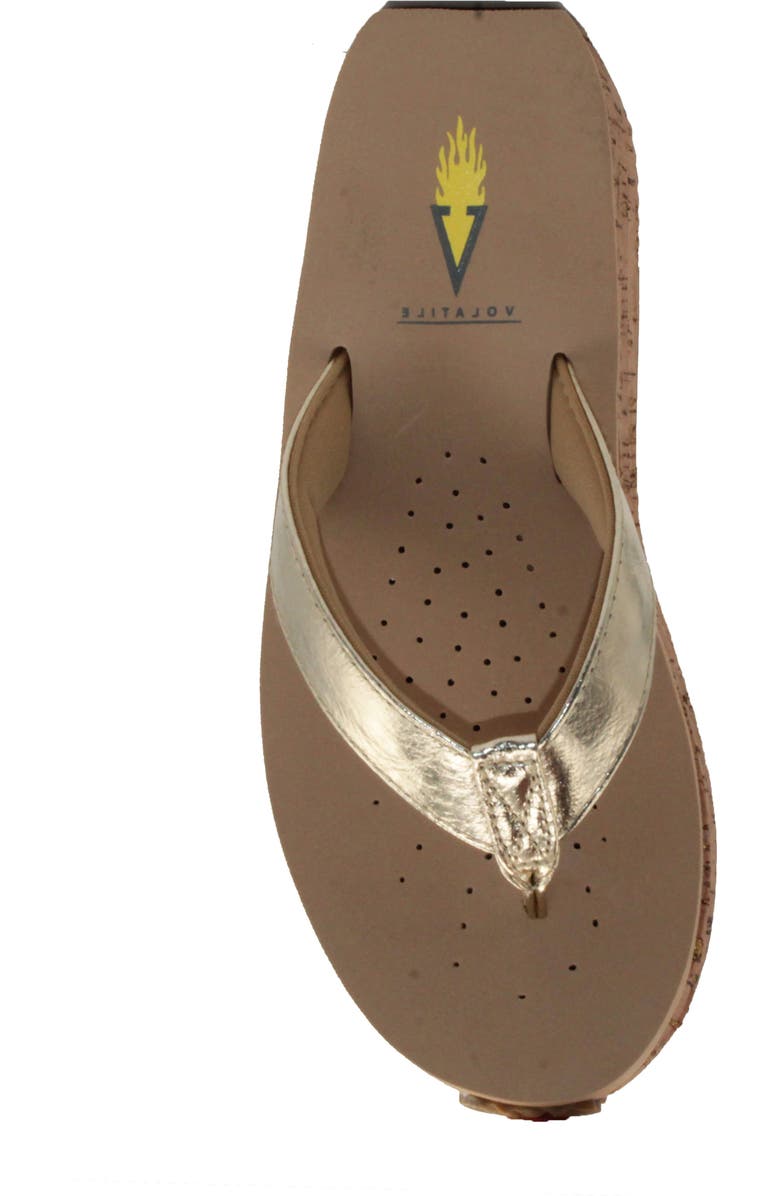 Volatile Neville Platform Flip Flop, Alternate, color, Gold Faux Leather