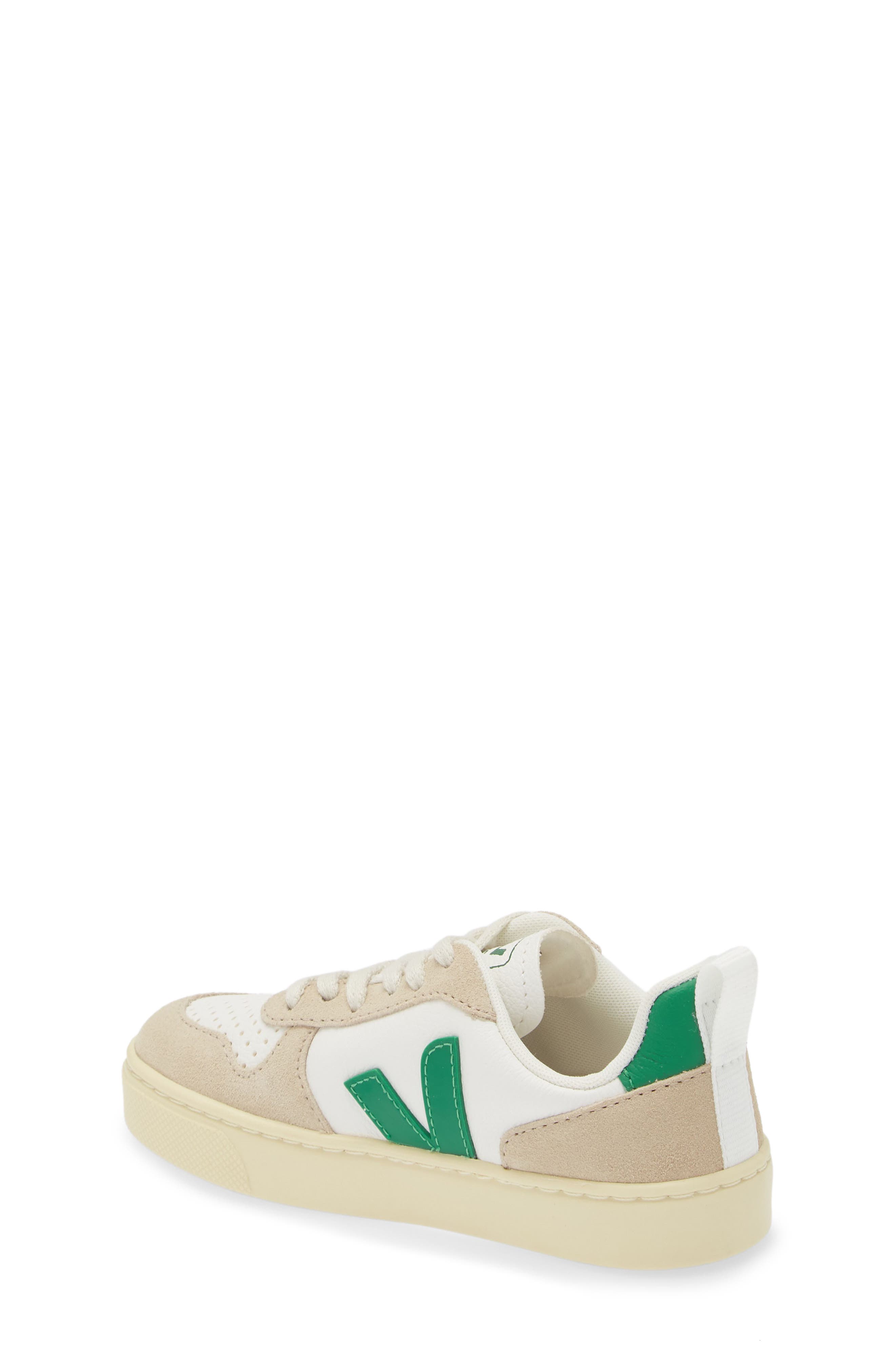 Kids' Small V-10 L ChromeFree™ Sneaker, Alternate, color, EXTRA-WHITE/ EMERAUDE/ ALMOND