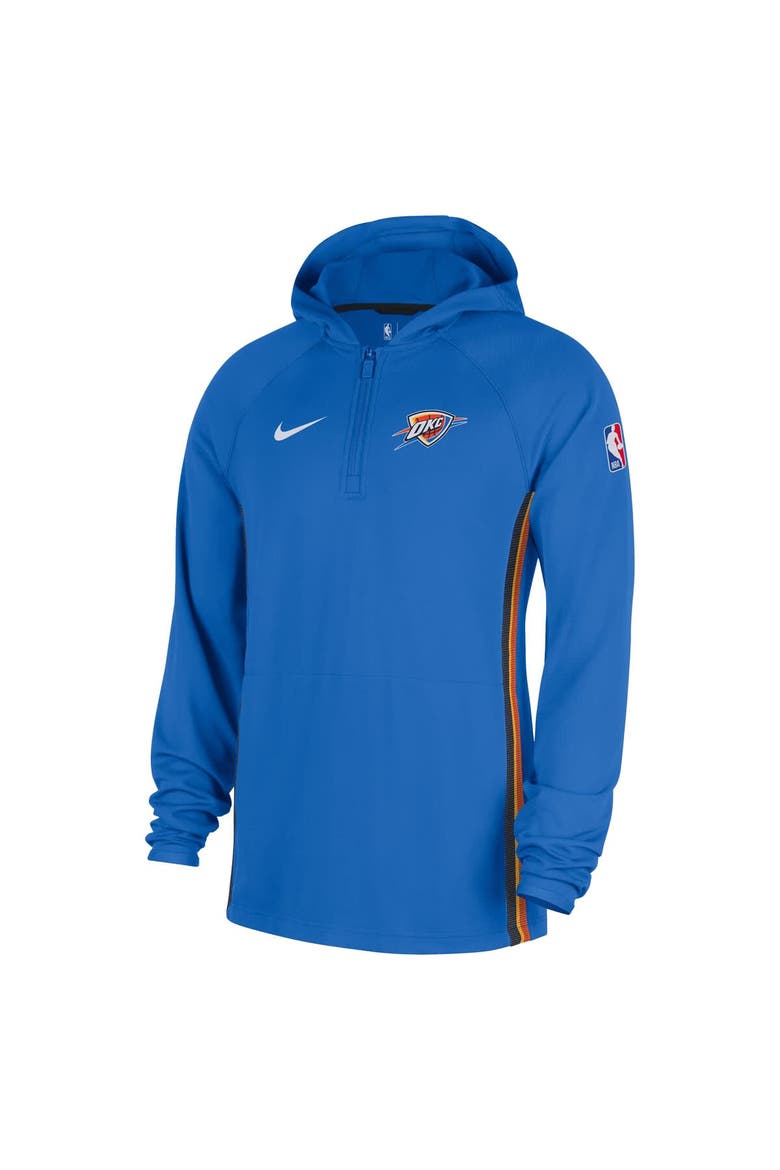 Men's Nike  Blue Oklahoma City Thunder Authentic On Court Zone Quarter-Zip Dri-FIT Hoodie Jacket, Alternate, color, Blue