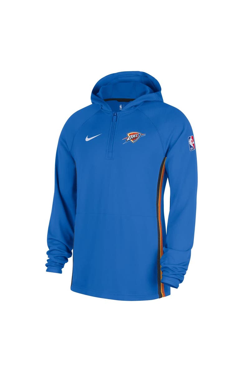 Nike Men's Nike Blue Oklahoma City Thunder Authentic On Court Zone Quarter-Zip Dri-FIT Hoodie Jacket, Alternate, color, Blue