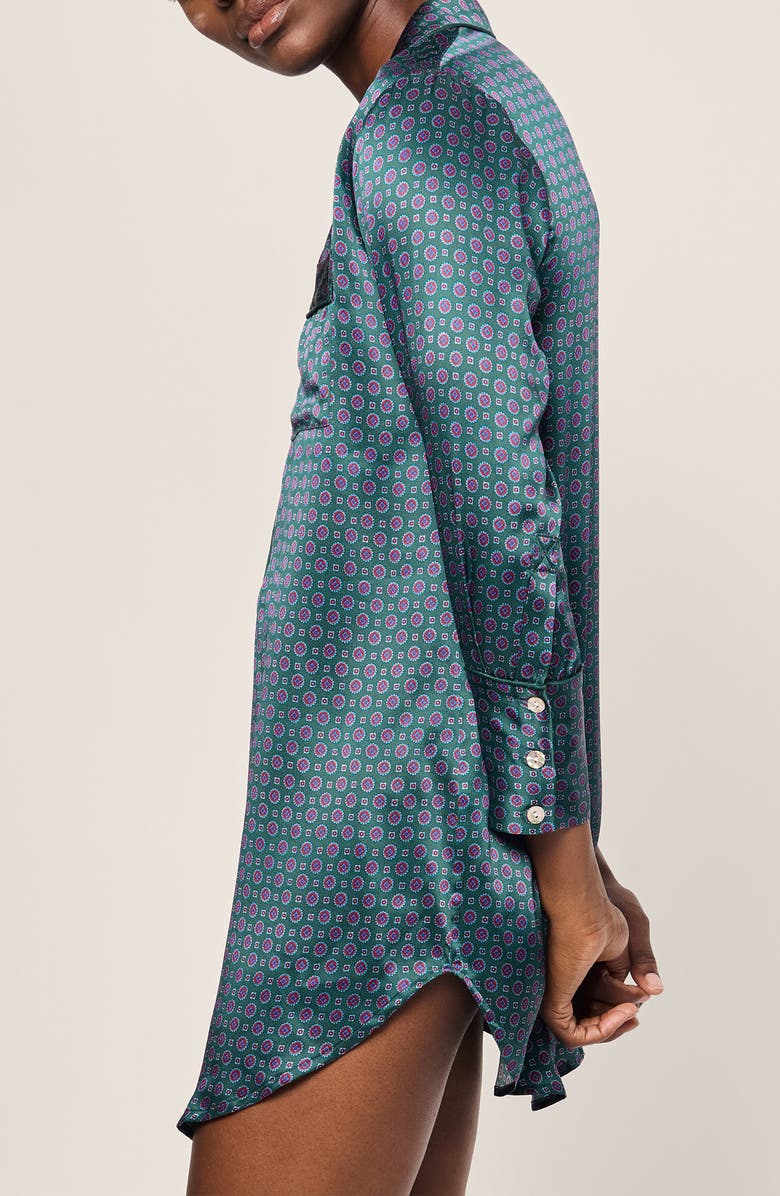 Petite Plume Medallion Pattern Mulberry Silk Nightgown, Alternate, color, 