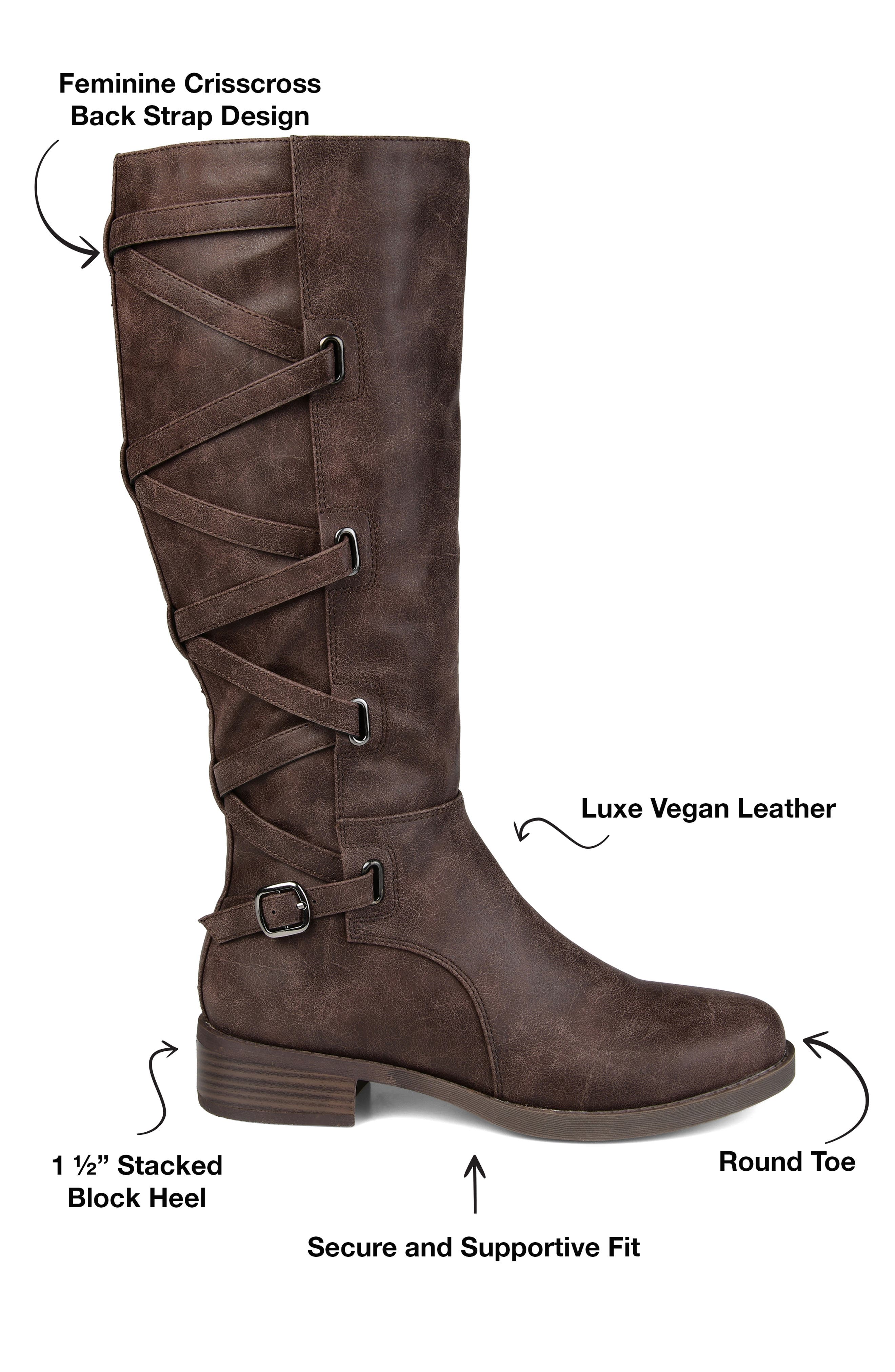 Journee Collection Carly Lace Back Tall Boot, Alternate, color, Brown