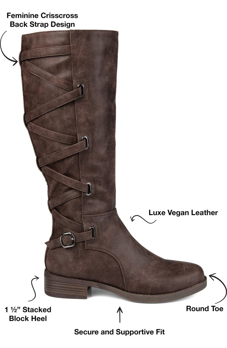 Journee Collection Carly Lace Back Tall Boot, Alternate, color, Brown
