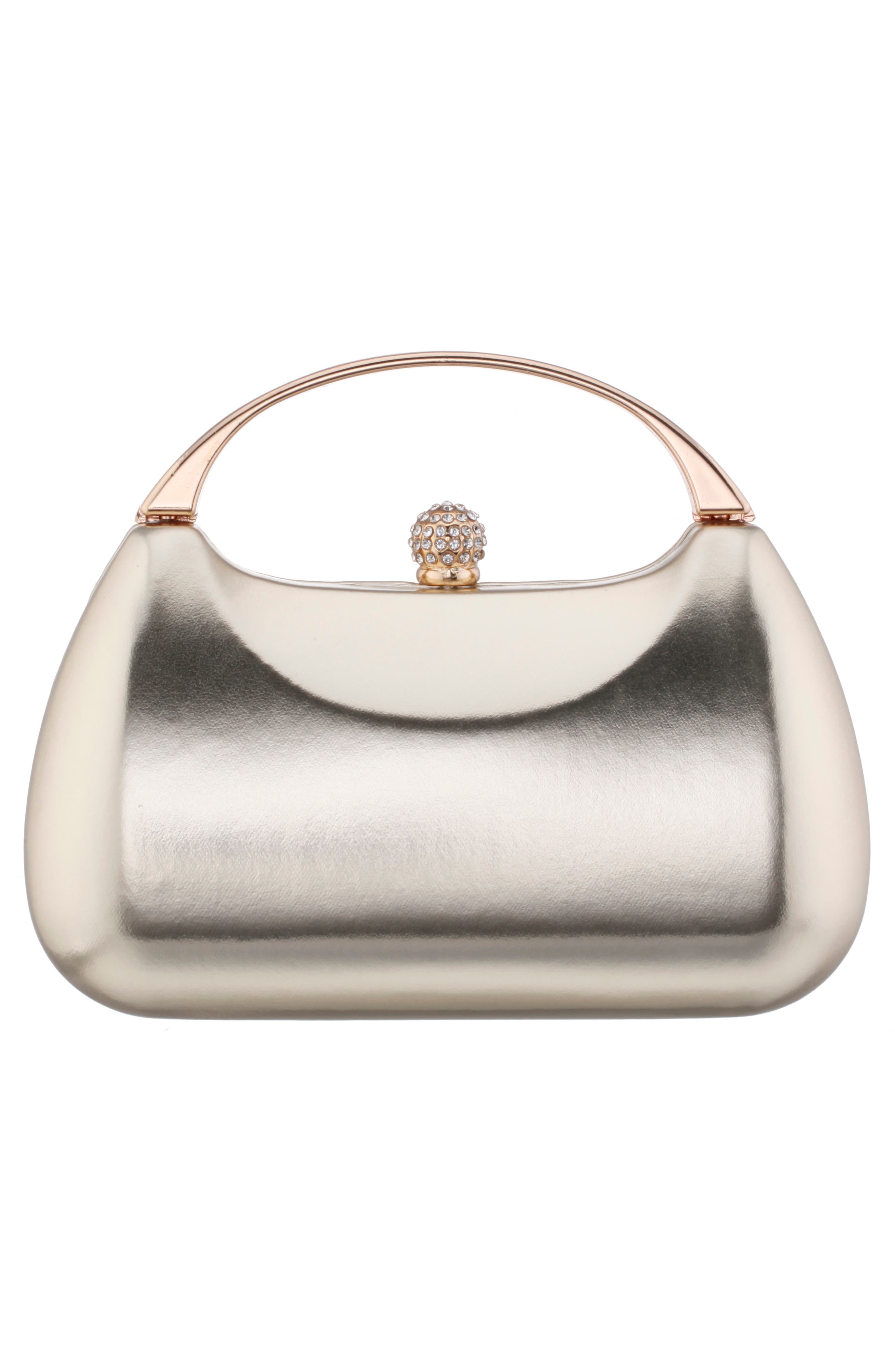 Minaudière Top Handle Bag, Alternate, color, PLATINO